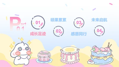 眠眠兔蓝色卡通风升学宴