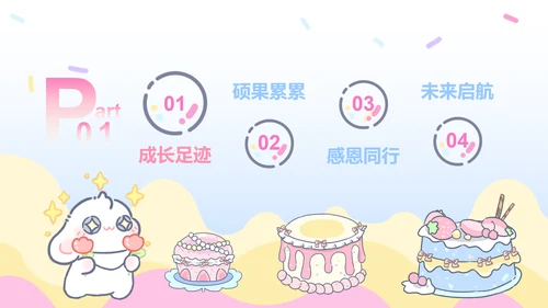 眠眠兔蓝色卡通风升学宴