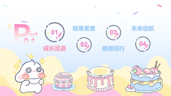 眠眠兔蓝色卡通风升学宴