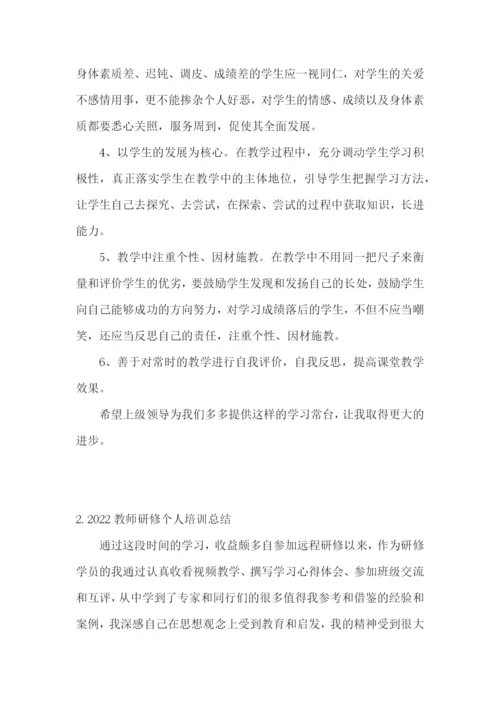 2022教师研修个人培训总结范文5篇.docx