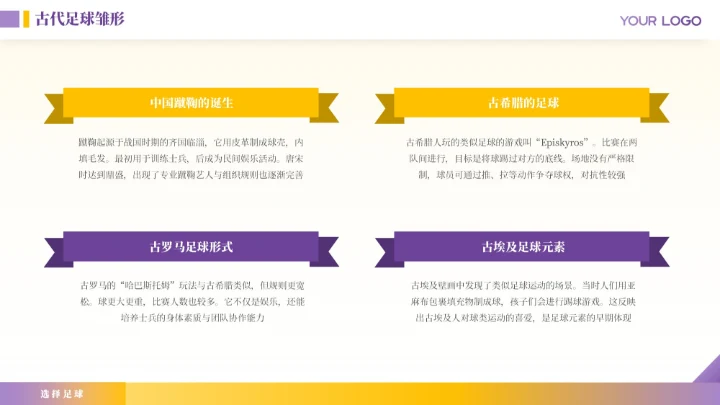 紫色商务风竞技体育足球运动介绍ppt模板