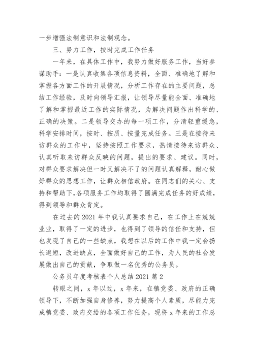 公务员年度考核表个人总结2021范文精选5篇.docx