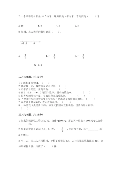 人教版数学六年级下册试题期末模拟检测卷（达标题）.docx