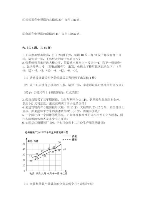 小学六年级下册数学摸底考试题及完整答案（夺冠系列）.docx