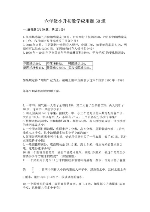 六年级小升初数学应用题50道及参考答案【培优】.docx