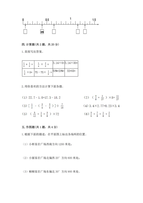 人教版小学六年级上册数学期末测试卷带答案解析.docx