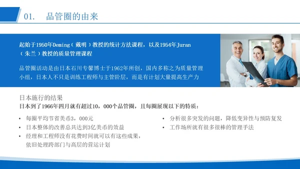 蓝色简约风运用品管圈活动 改进质量管理医护人员培训PPT模板品管圈医疗质量管理品管圈