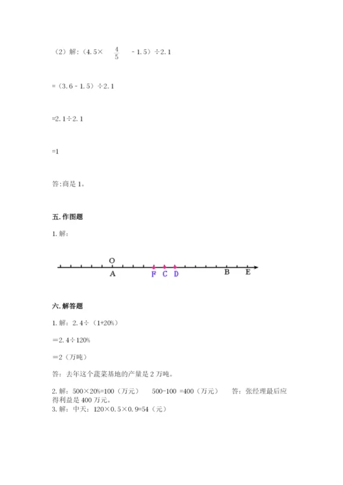 临沂市莒南县六年级下册数学期末测试卷汇编.docx