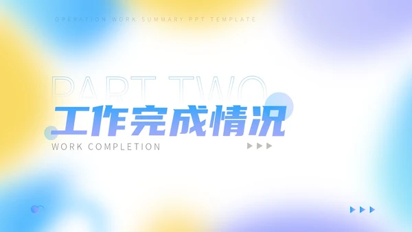三色蓝紫黄弥散风运营工作总结PPT模板