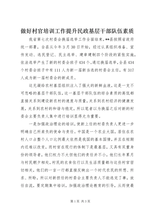 做好村官培训工作提升民政基层干部队伍素质.docx