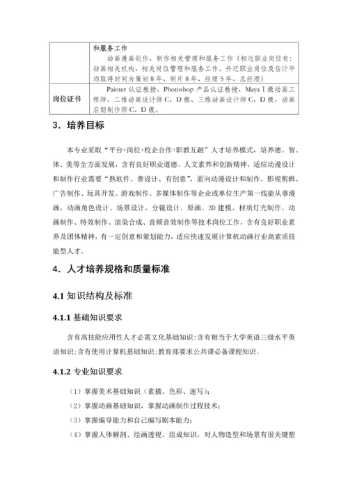 动漫设计与制作专业人才培养专业方案修订.docx