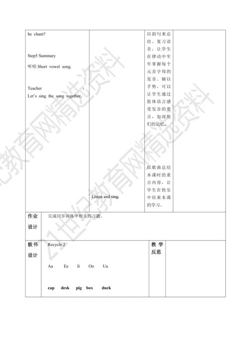【课堂跟踪】Recycle2(2)教案