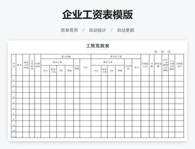 企业工资表模版