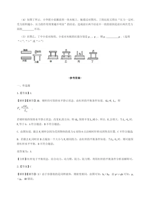 小卷练透广东深圳市高级中学物理八年级下册期末考试难点解析试卷（含答案详解版）.docx