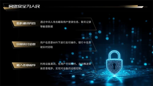蓝金色科技风网络安全宣传周科普讲座PPT模板