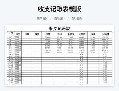 收支记账表模版