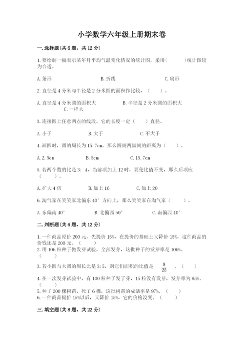 小学数学六年级上册期末卷附参考答案【满分必刷】.docx