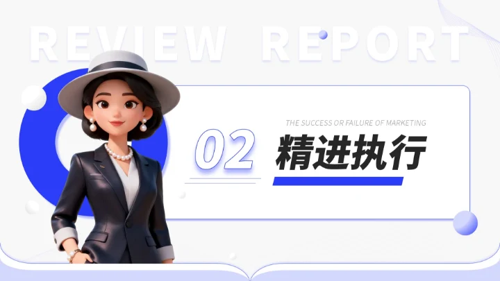 蓝色简约风通用型营销复盘会议报告PPT模板