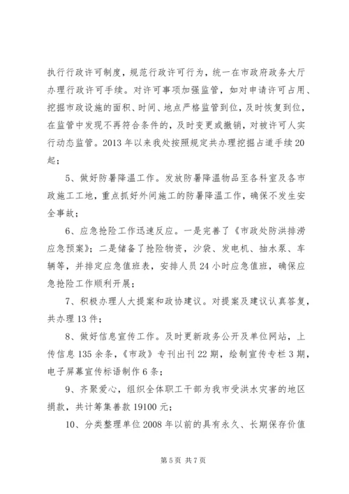 市政处工作总结及XX年工作计划.docx