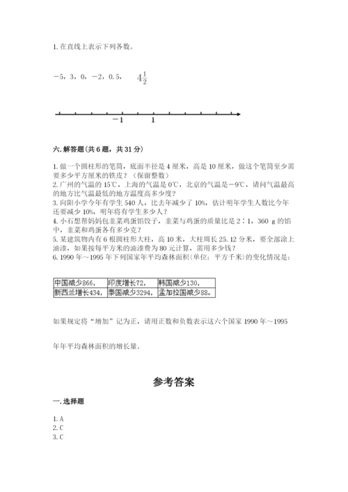 六年级下册数学期末测试卷及1套参考答案.docx