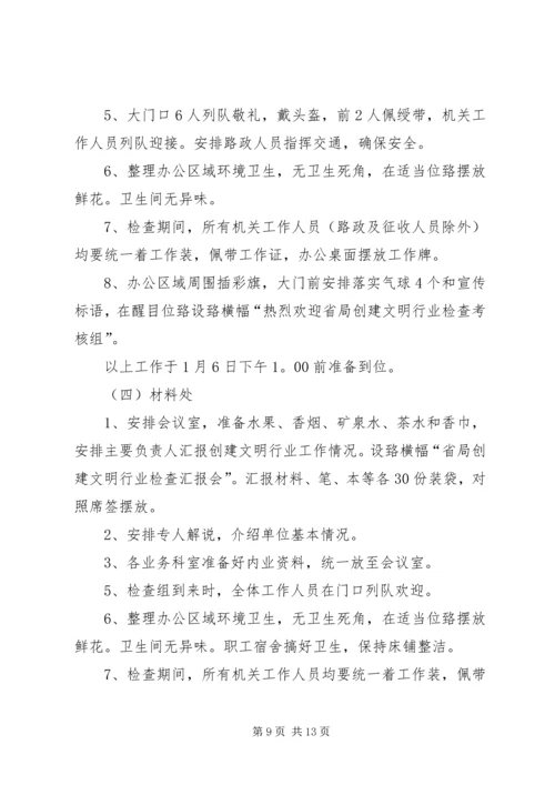 迎接省局创建文明行业检查考核接待方案.docx