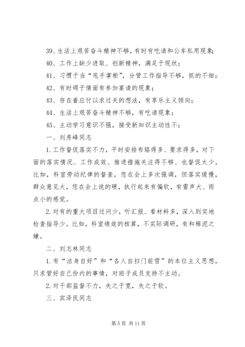 组织生活会问题清单.docx