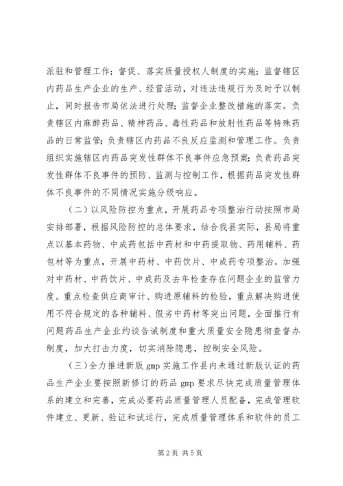 食药监药品生产监管工作方案.docx