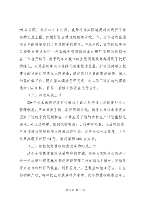 市林业局上半年工作监察总结及计划.docx