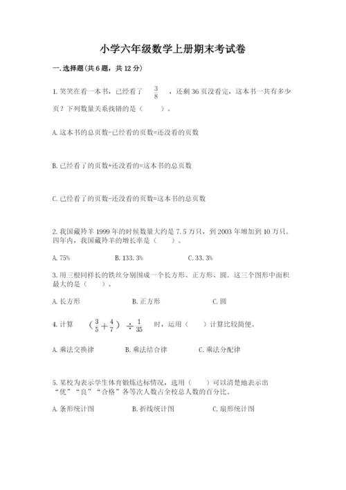 小学六年级数学上册期末考试卷（夺冠系列）word版.docx