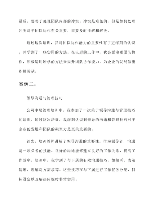 公司中层管理培训学习心得