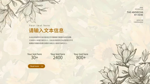 黄色古风线稿花卉家长会PPT模板
