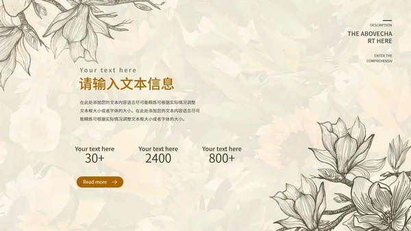 黄色古风线稿花卉家长会PPT模板