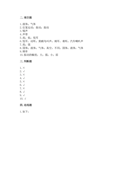 教科版科学四年级上册第一单元声音测试卷附参考答案（能力提升）.docx