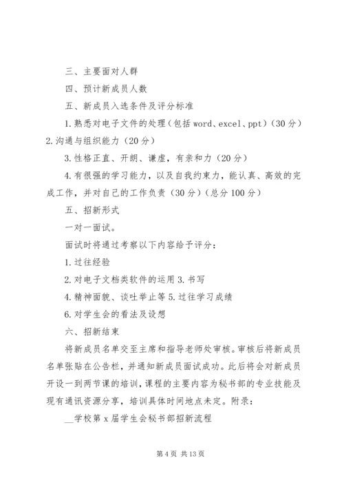 秘书部招新计划精编.docx