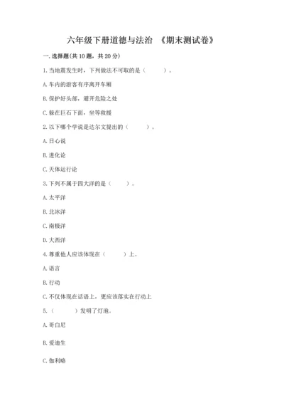 六年级下册道德与法治 《期末测试卷》一套.docx