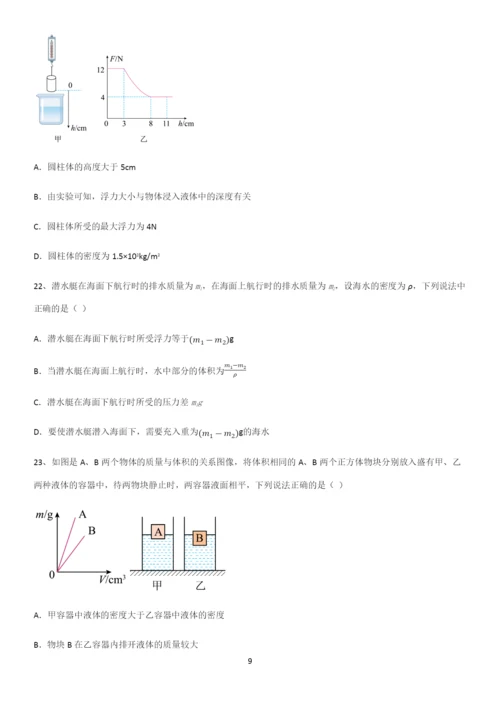 通用版初中物理八年级物理下册第十章浮力知识点总结归纳.docx