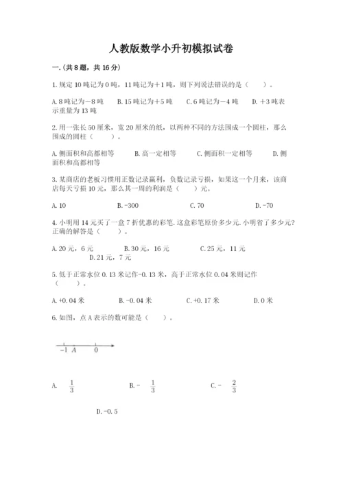 人教版数学小升初模拟试卷附完整答案【历年真题】.docx