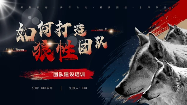 蓝色简约商务风如何打造狼性团队企业培训PPT模板团队建设