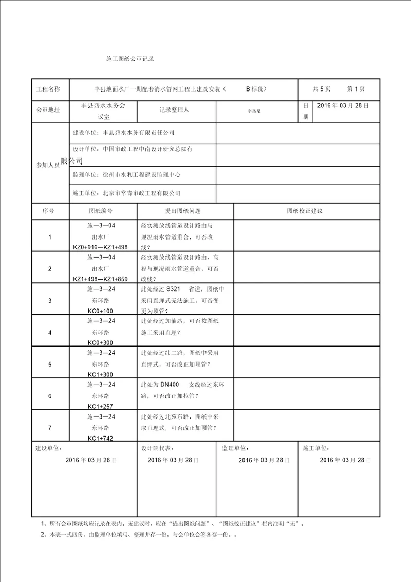 图纸会审记录表