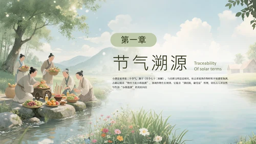 绿色手绘中国传统二十四节气之小满课件PPT模板