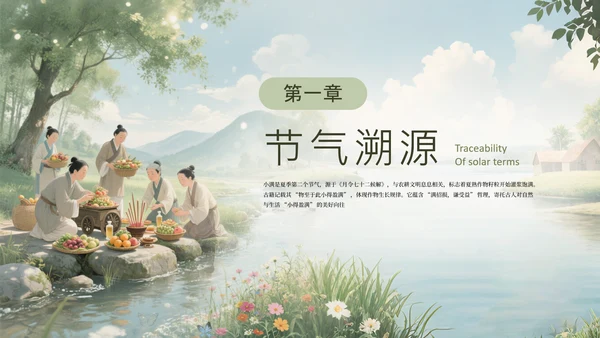 绿色手绘中国传统二十四节气之小满课件PPT模板