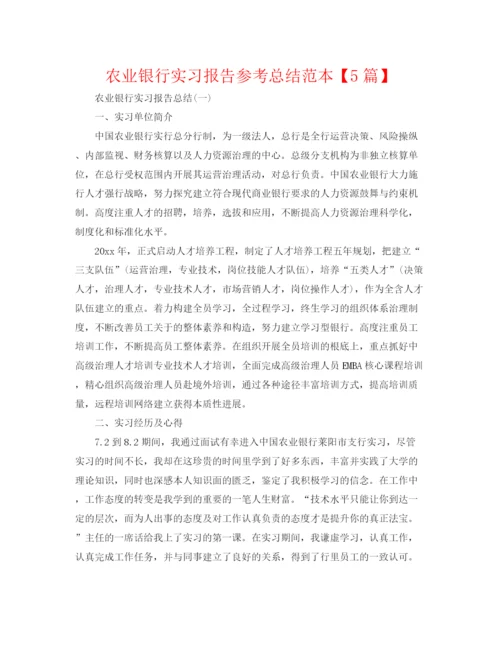 精编之农业银行实习报告参考总结范本【5篇】.docx