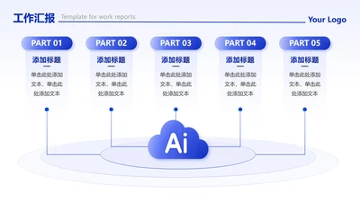 蓝色渐变AI流程工作汇报PPT单页