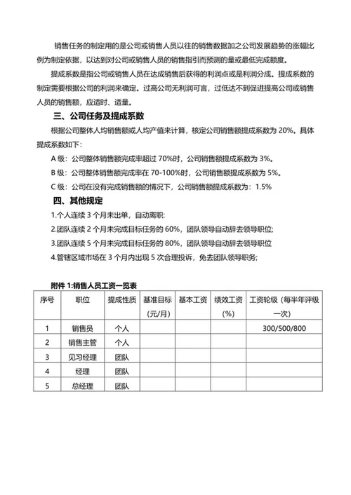 销售人员薪酬制度word模板
