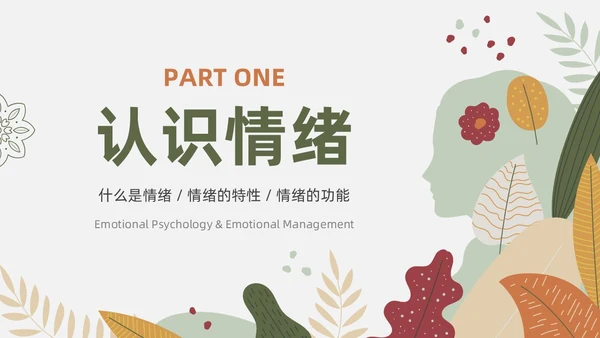 绿色花卉文艺心理学课件PPT情绪管理