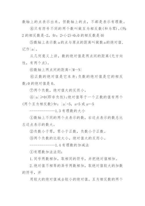 七年级人教版上册数学复习提纲_七年级人教版上册数学知识点.docx