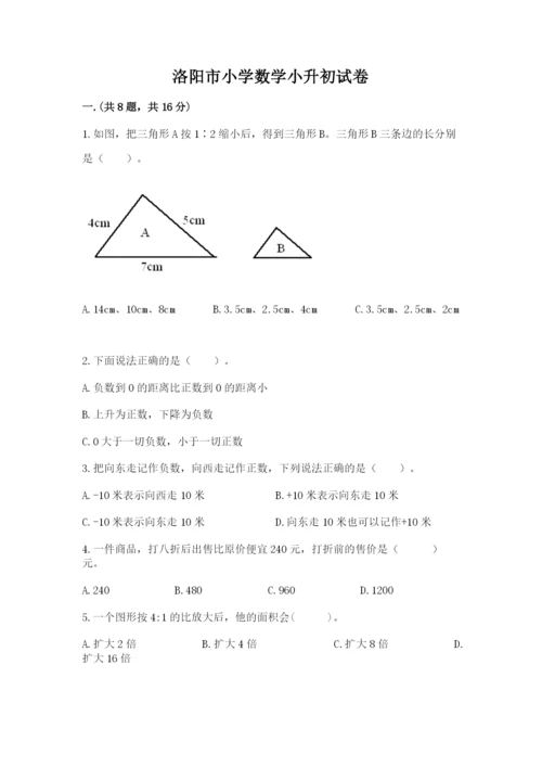 洛阳市小学数学小升初试卷附答案（研优卷）.docx