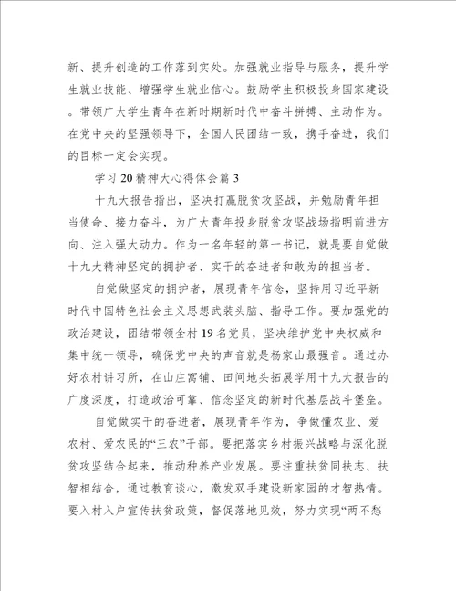 关于学习20精神大心得体会八篇