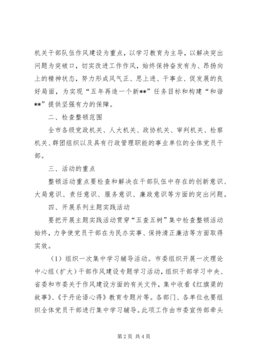 五查五树检查整顿活动实施方案.docx