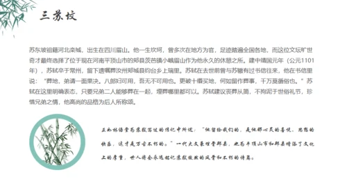 秉天地正气传三苏家风,苏轼介绍通用PPT模板